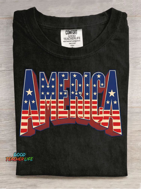 AMERICA Decorative Pattern T-shirt
