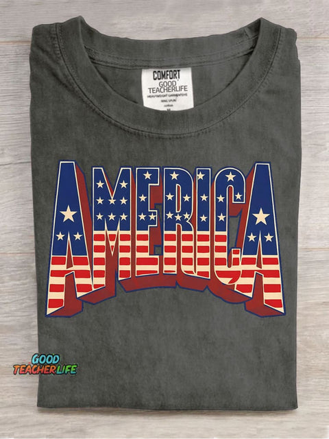 AMERICA Decorative Pattern T-shirt
