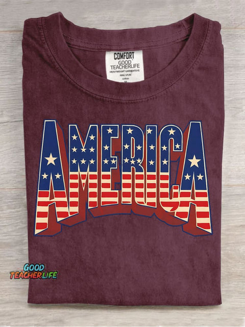 AMERICA Decorative Pattern T-shirt