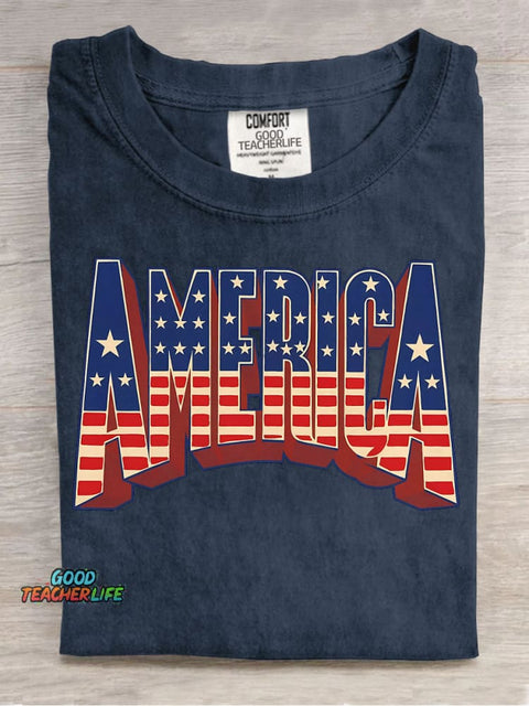 AMERICA Decorative Pattern T-shirt