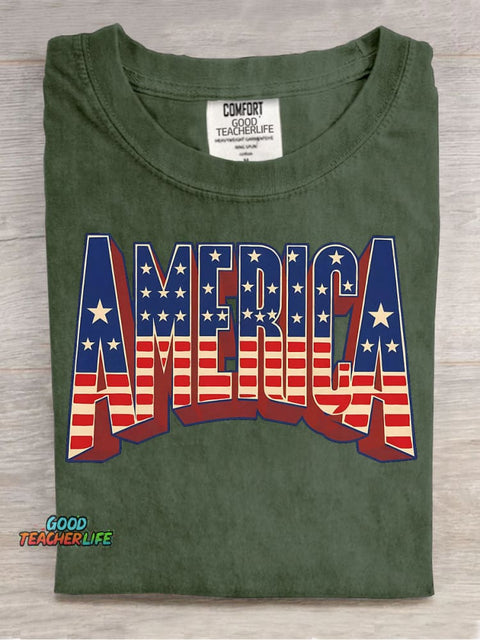AMERICA Decorative Pattern T-shirt