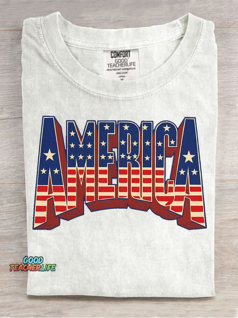 AMERICA Decorative Pattern T-shirt