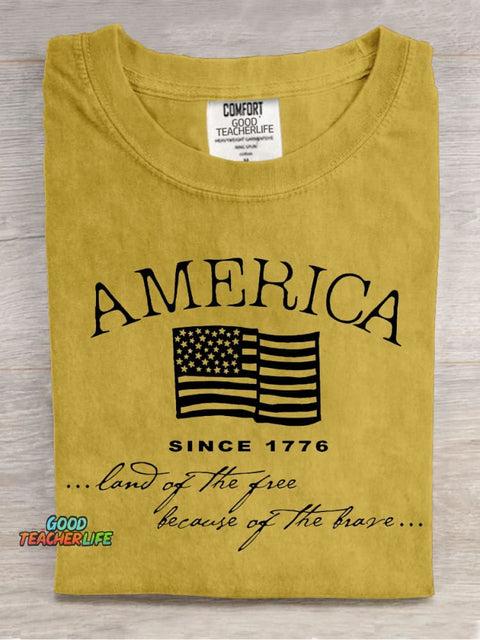 America Land of The Free Decorative Pattern T-shirt