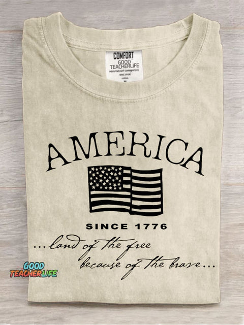 America Land of The Free Decorative Pattern T-shirt