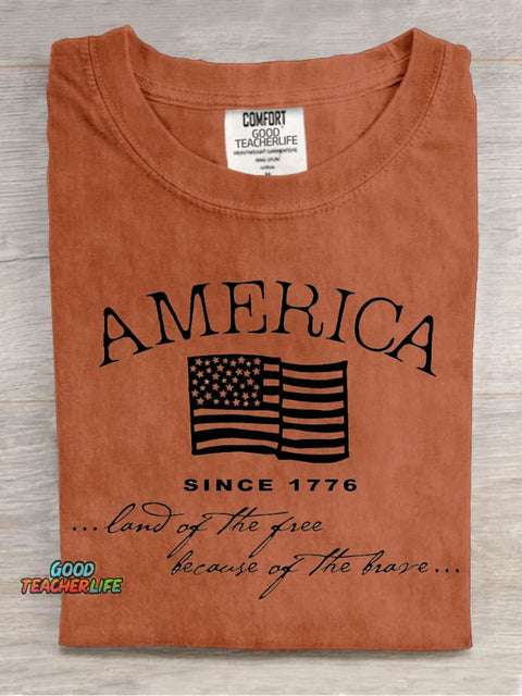 America Land of The Free Decorative Pattern T-shirt