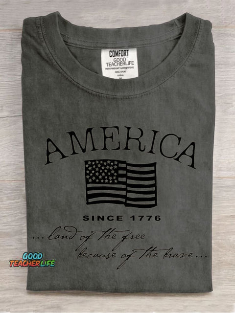 America Land of The Free Decorative Pattern T-shirt