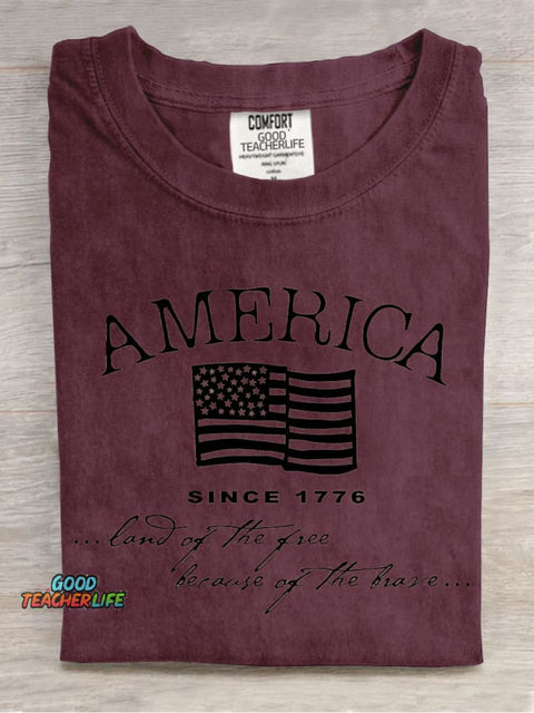 America Land of The Free Decorative Pattern T-shirt