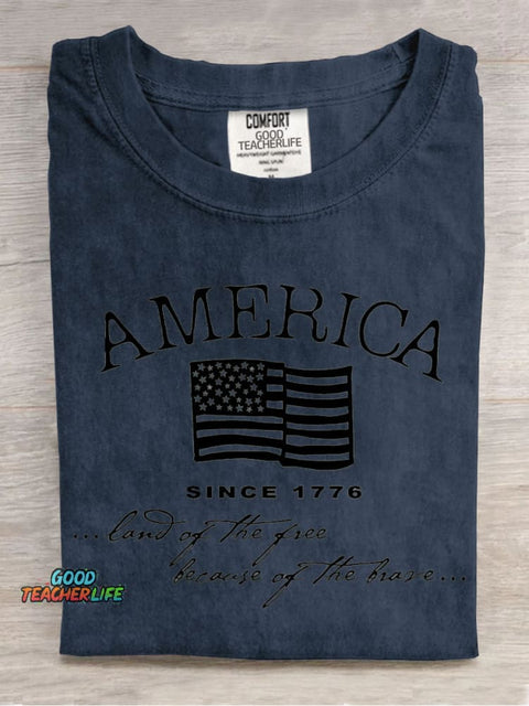 America Land of The Free Decorative Pattern T-shirt