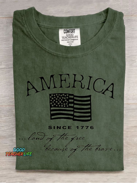 America Land of The Free Decorative Pattern T-shirt