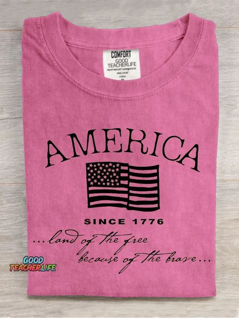 America Land of The Free Decorative Pattern T-shirt