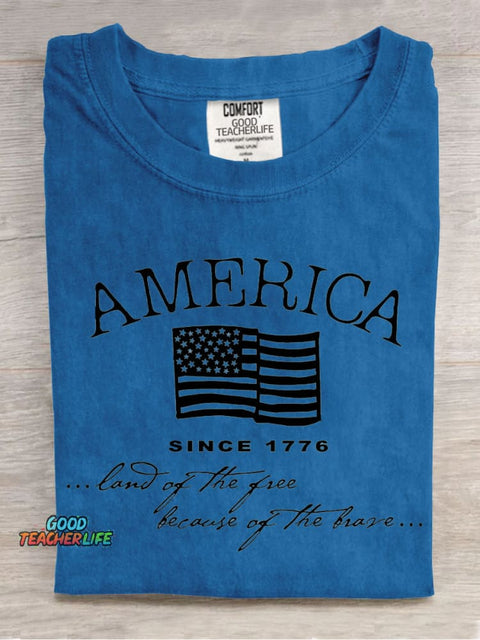 America Land of The Free Decorative Pattern T-shirt