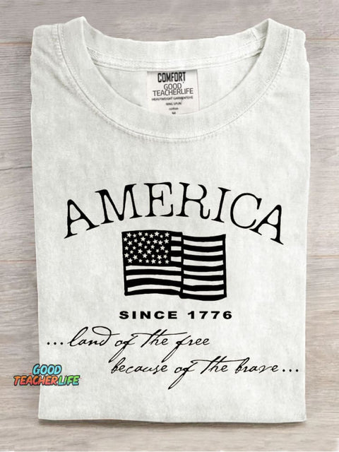 America Land of The Free Decorative Pattern T-shirt