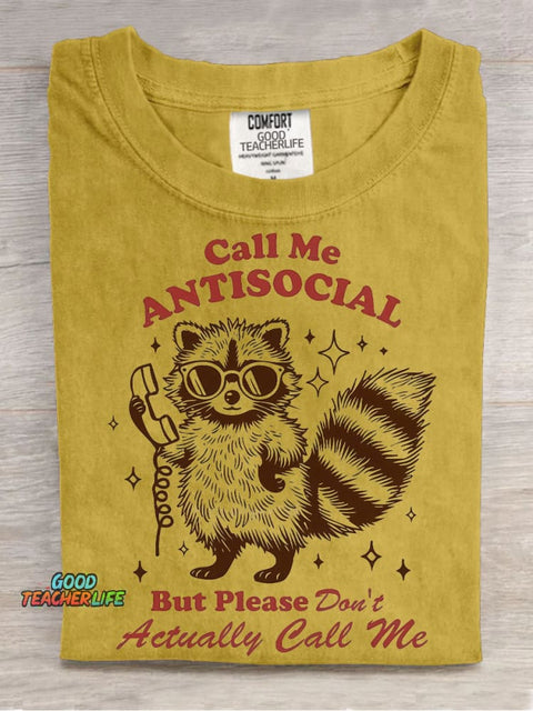 Call Me Antisocial Decorative Pattern T-shirt