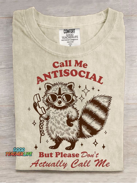 Call Me Antisocial Decorative Pattern T-shirt