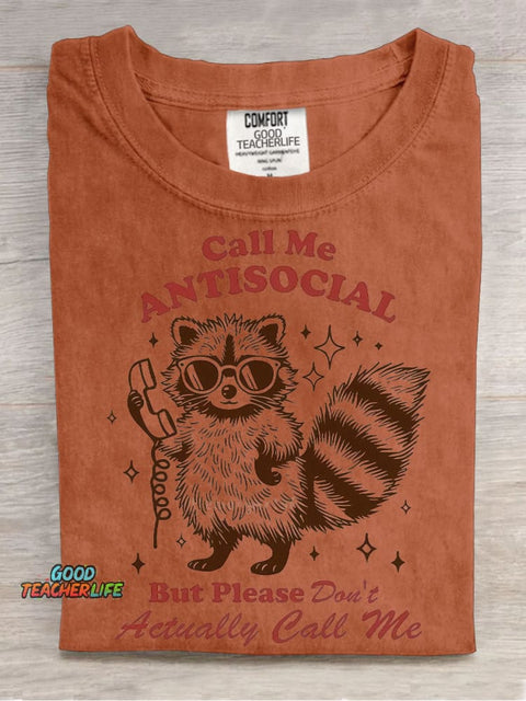 Call Me Antisocial Decorative Pattern T-shirt