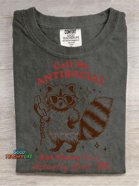 Call Me Antisocial Decorative Pattern T-shirt