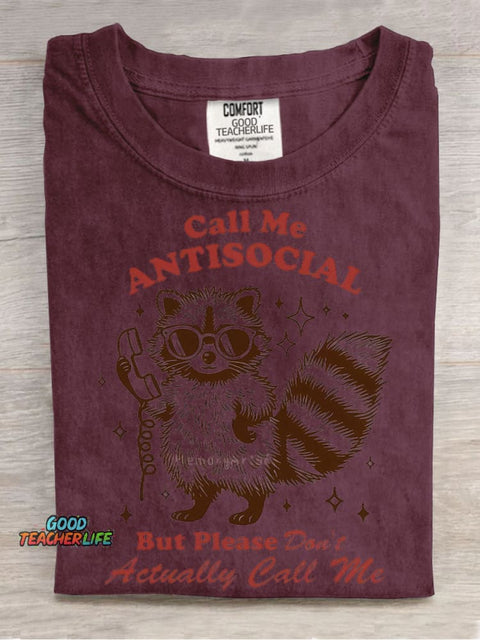 Call Me Antisocial Decorative Pattern T-shirt