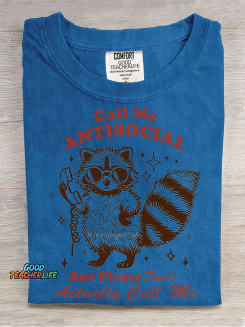 Call Me Antisocial Decorative Pattern T-shirt