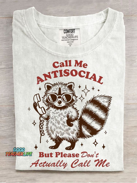 Call Me Antisocial Decorative Pattern T-shirt