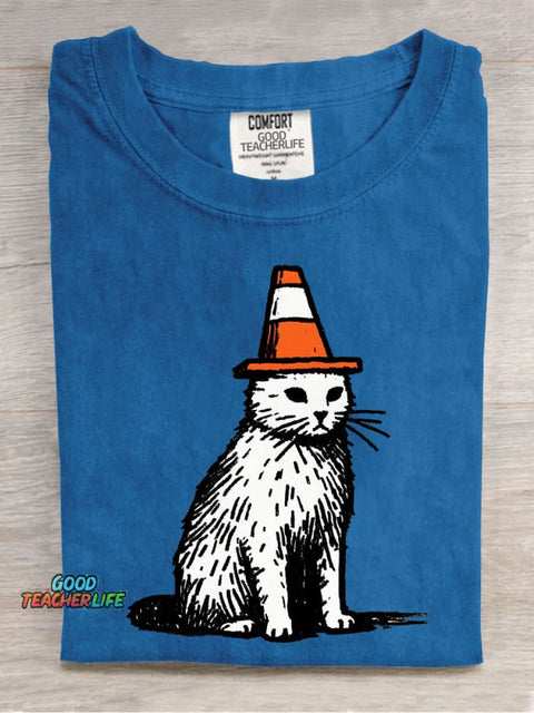 Roadblock Cat Decorative Pattern T-shirt