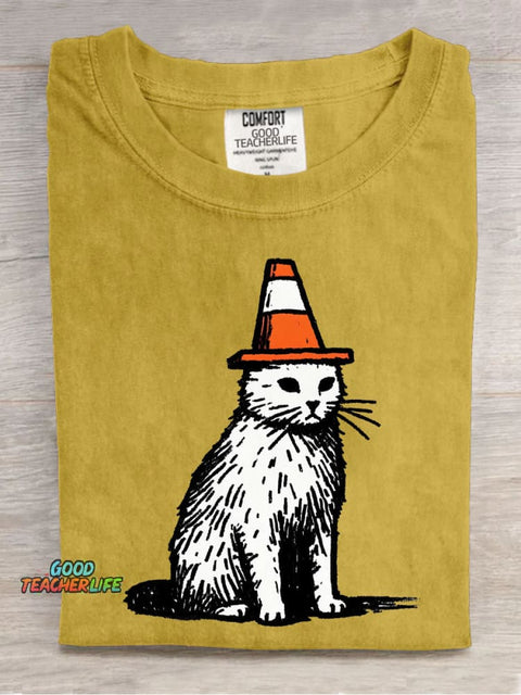 Roadblock Cat Decorative Pattern T-shirt