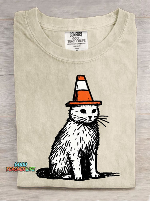 Roadblock Cat Decorative Pattern T-shirt