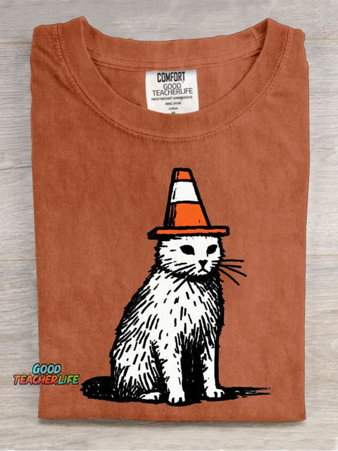 Roadblock Cat Decorative Pattern T-shirt