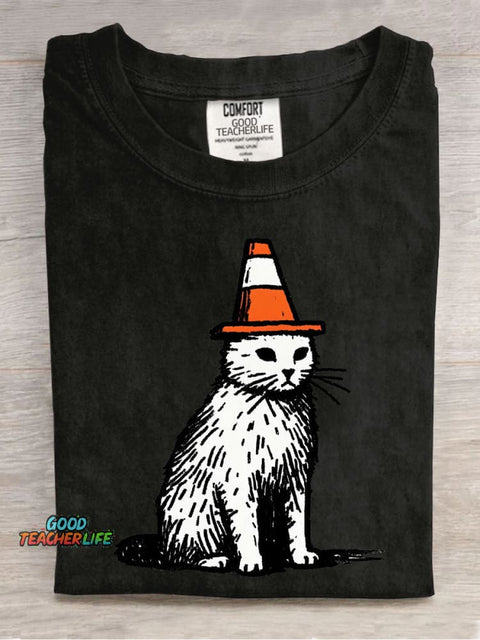 Roadblock Cat Decorative Pattern T-shirt