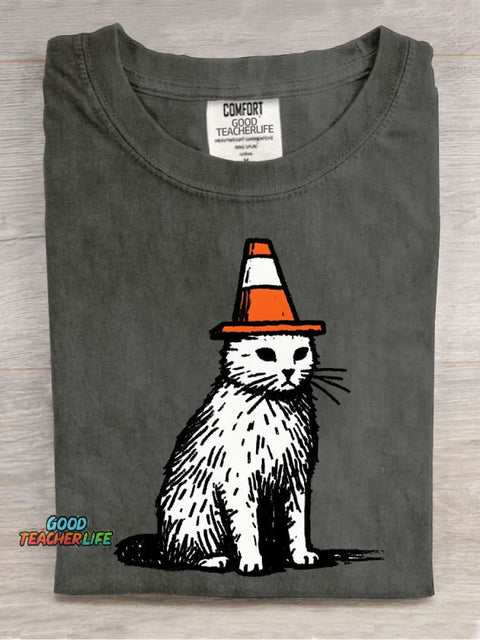Roadblock Cat Decorative Pattern T-shirt