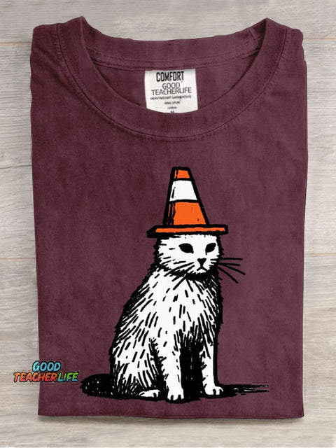 Roadblock Cat Decorative Pattern T-shirt