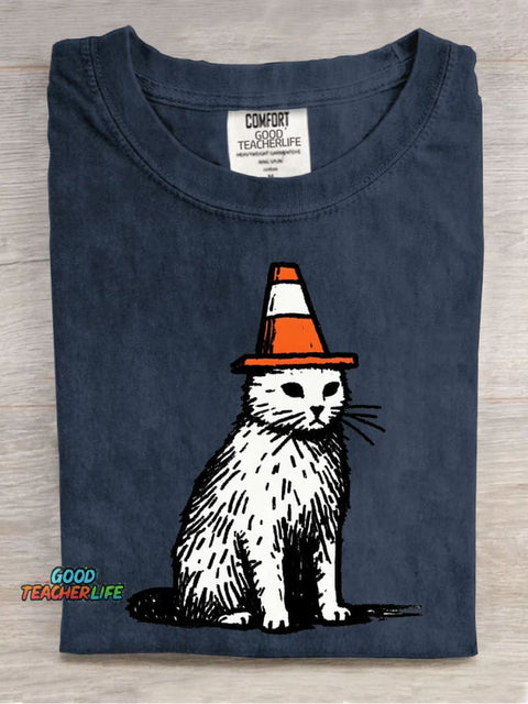 Roadblock Cat Decorative Pattern T-shirt