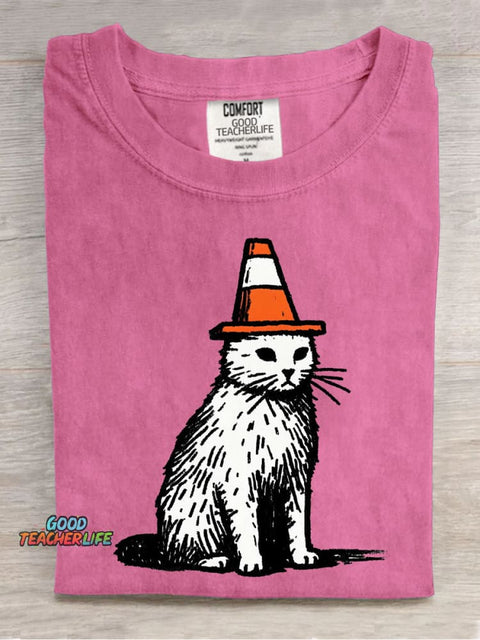 Roadblock Cat Decorative Pattern T-shirt