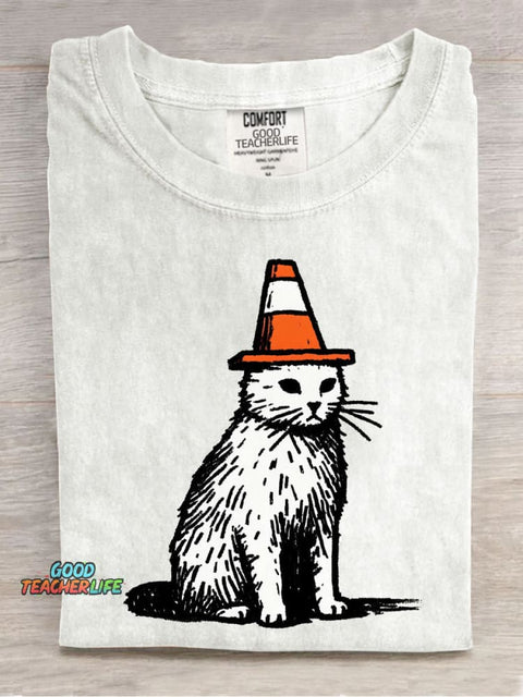 Roadblock Cat Decorative Pattern T-shirt