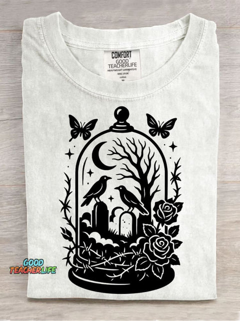 Halloween Cemetery Landscape Decoration Pattern T-shirt