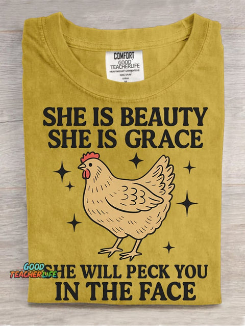 Chicken Will Peck You In The Face Decorative PatternT-shirt