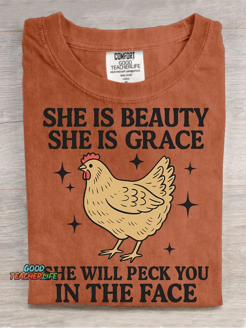 Chicken Will Peck You In The Face Decorative PatternT-shirt