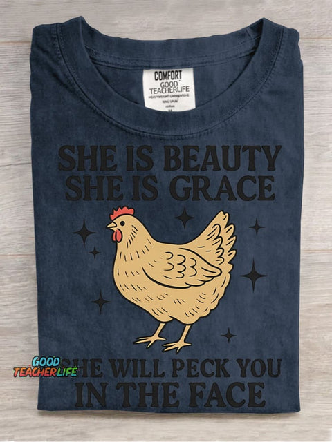 Chicken Will Peck You In The Face Decorative PatternT-shirt