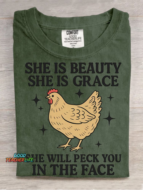 Chicken Will Peck You In The Face Decorative PatternT-shirt