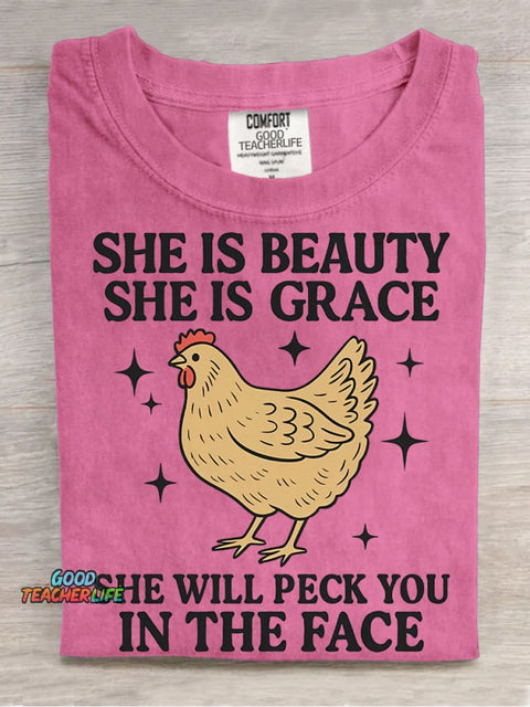 Chicken Will Peck You In The Face Decorative PatternT-shirt