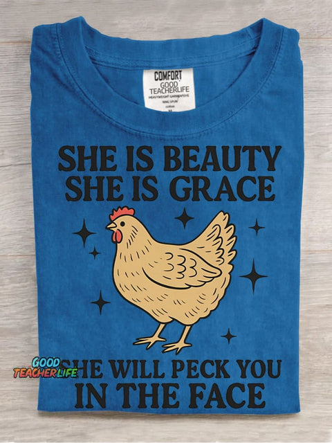 Chicken Will Peck You In The Face Decorative PatternT-shirt