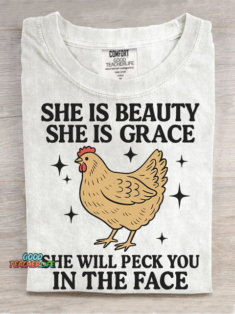 Chicken Will Peck You In The Face Decorative PatternT-shirt