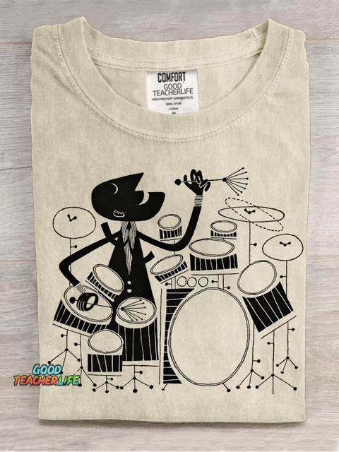 Jazz Drummer Decorative Pattern T-shirt