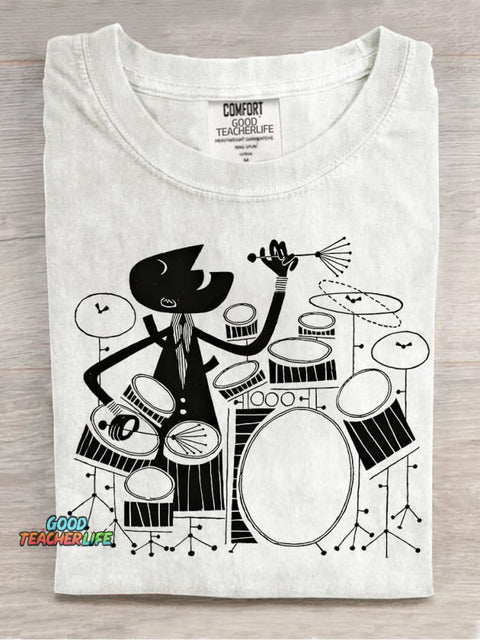 Jazz Drummer Decorative Pattern T-shirt