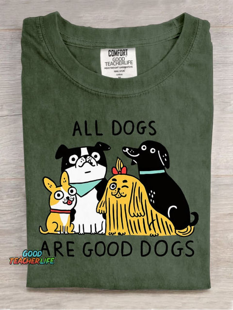 All Dogs Are Good Dogs Decorative Pattern T-shirt