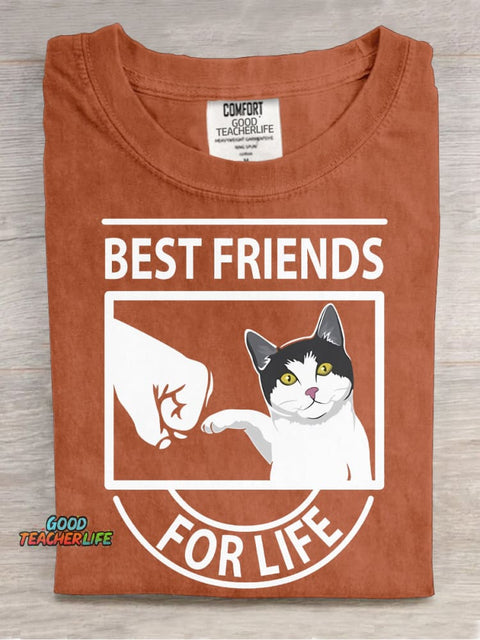 Cats Are The Best Friends for Life Decorative Pattern T-shirt
