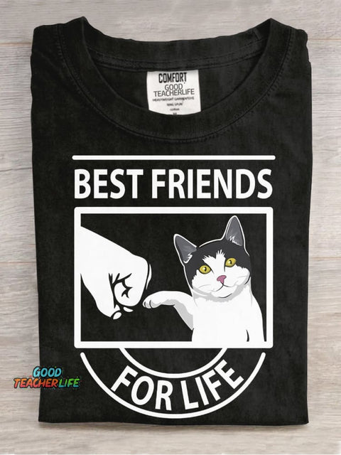 Cats Are The Best Friends for Life Decorative Pattern T-shirt