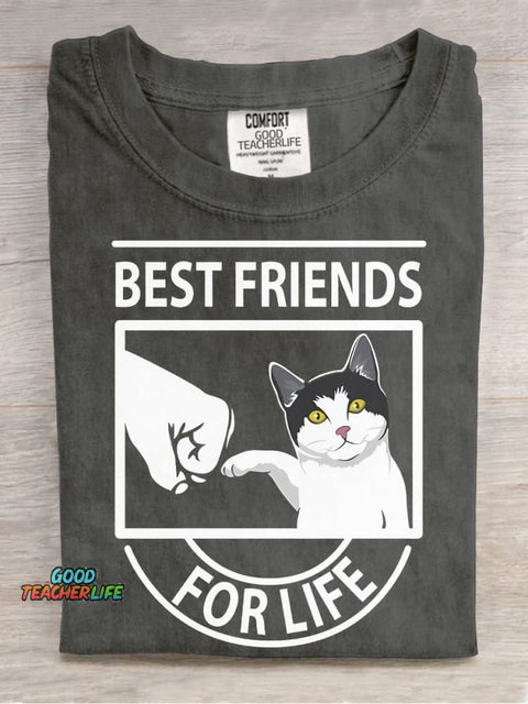 Cats Are The Best Friends for Life Decorative Pattern T-shirt