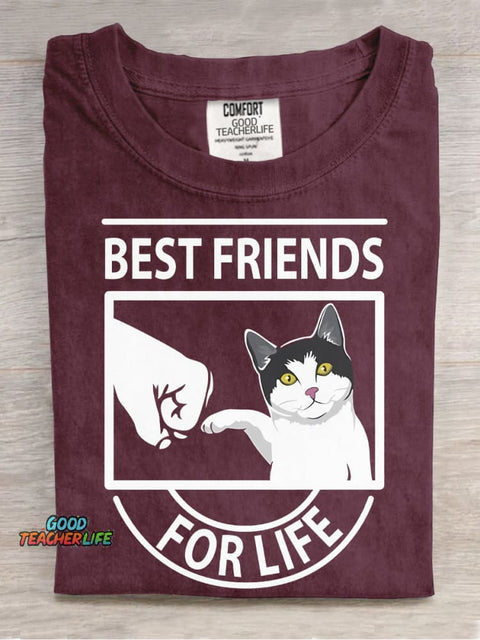 Cats Are The Best Friends for Life Decorative Pattern T-shirt