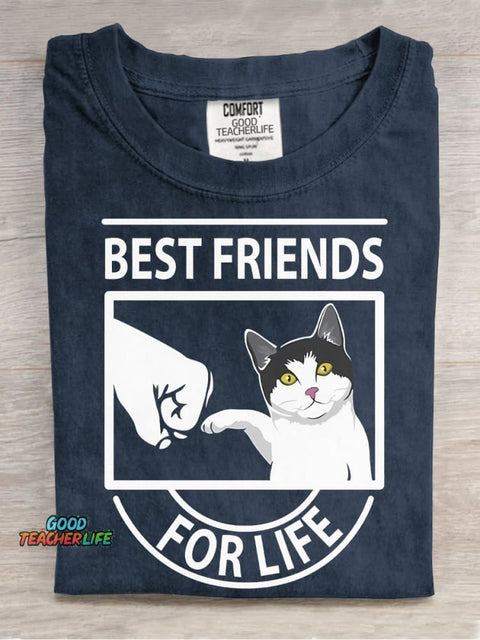 Cats Are The Best Friends for Life Decorative Pattern T-shirt