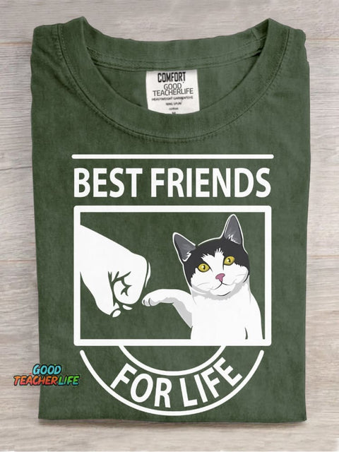 Cats Are The Best Friends for Life Decorative Pattern T-shirt